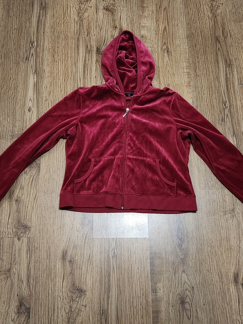 Chadwicks Plush Zip-Up Teddy Hoodie Jacket - Burgundy